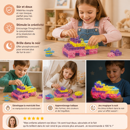 Blocs de Construction Squishy en Gelée Phosphorescents pour Enfants – Sûrs et Doux