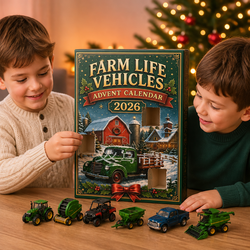 Calendrier de l'Avent de Noël de 24 Jours avec Véhicules Agricoles