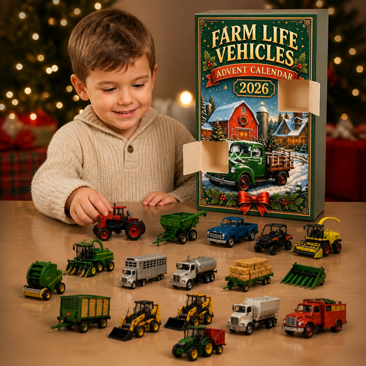 Calendrier de l'Avent de Noël de 24 Jours avec Véhicules Agricoles