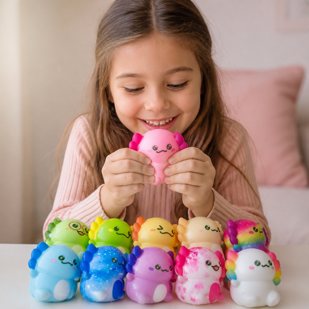 Lot de 12 Squishies Axolotl Doux – Jouets Antistress