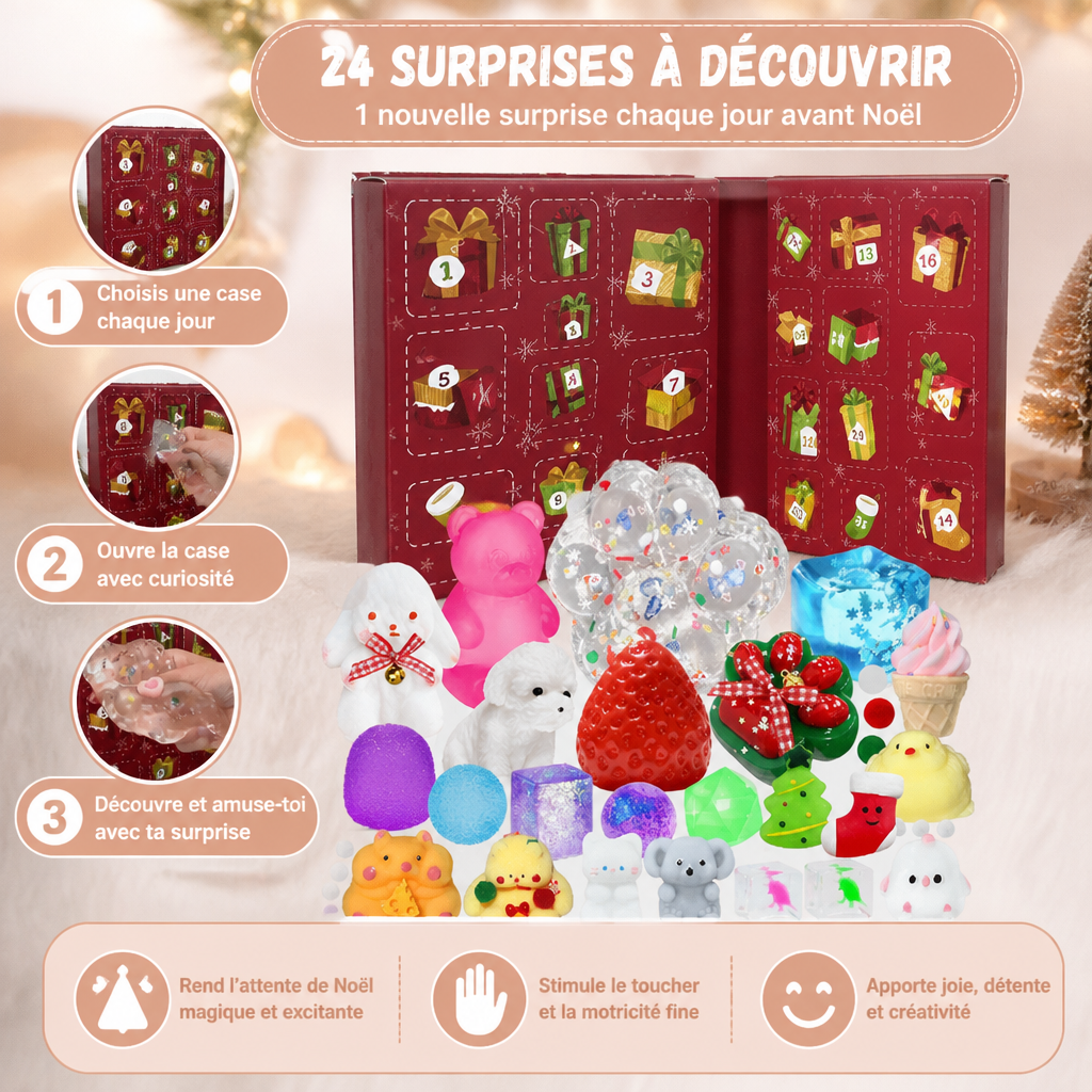Calendrier de l’Avent Premium de 24 Jours avec Jouets Squishy