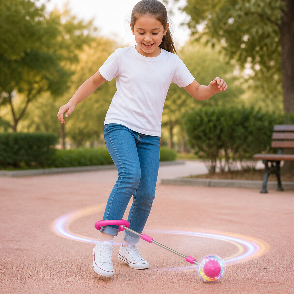 Balle à Sauter LED 3 en 1 avec Compteur de Sauts et Minuteur pour Enfants