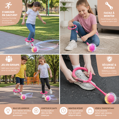 Balle à Sauter LED 3 en 1 avec Compteur de Sauts et Minuteur pour Enfants
