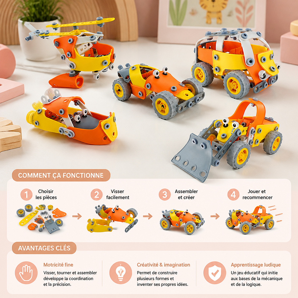 Set de construction STEM flexible avec vis et écrous