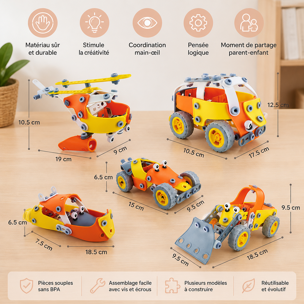 Set de construction STEM flexible avec vis et écrous