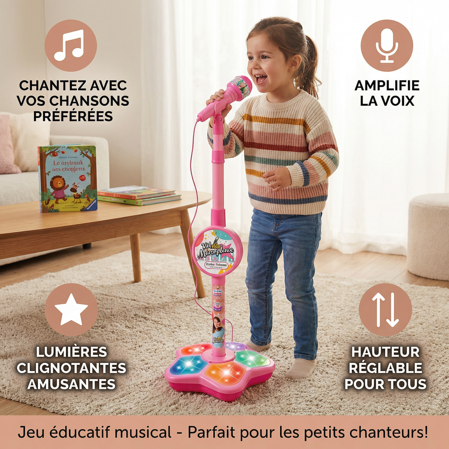Set de karaoké pour enfants avec microphone & support – Jeu éducatif musical