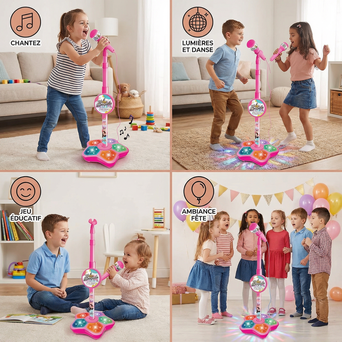 Set de karaoké pour enfants avec microphone & support – Jeu éducatif musical
