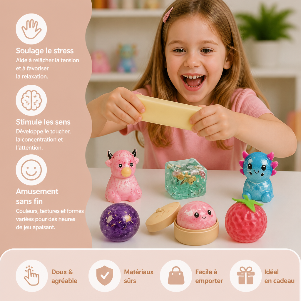 Set Premium de Jouets Fidget Squishy – 8 Jouets Sensoriels