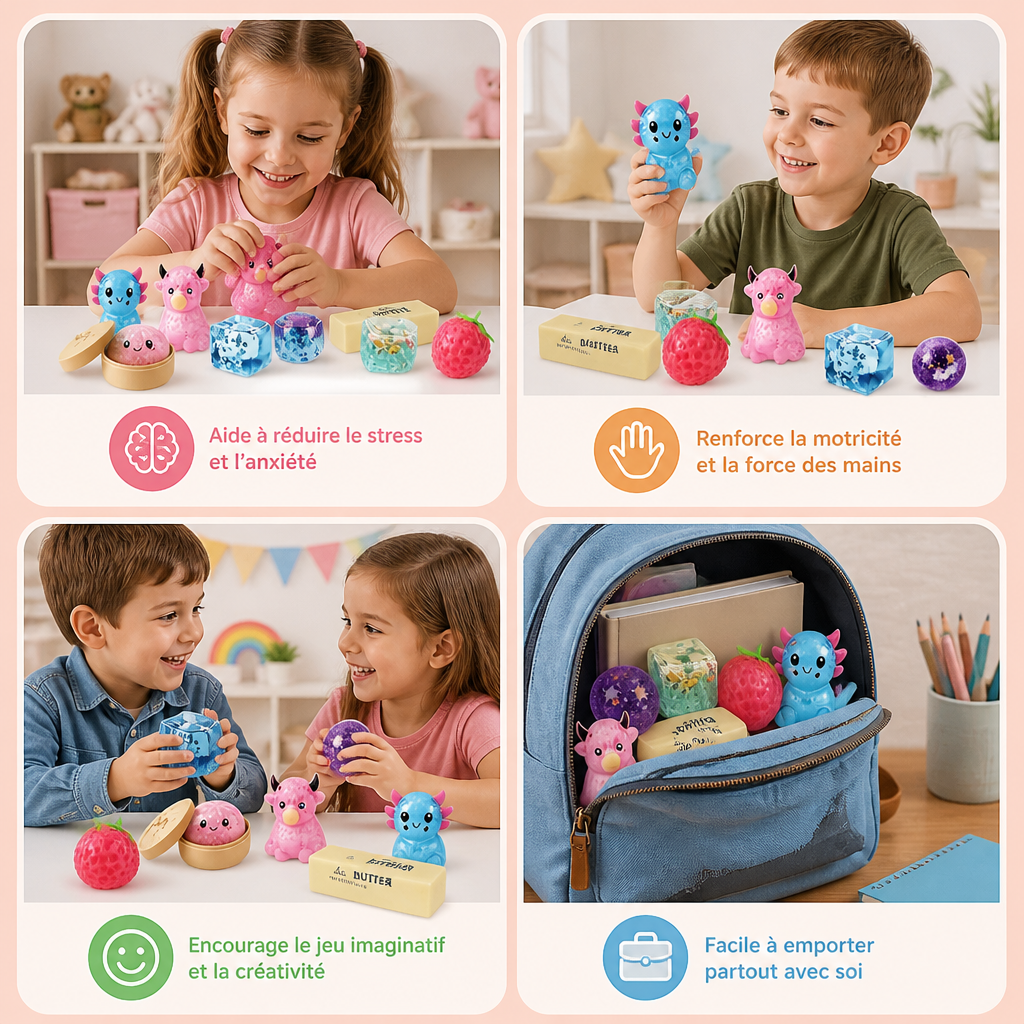 Set Premium de Jouets Fidget Squishy – 8 Jouets Sensoriels