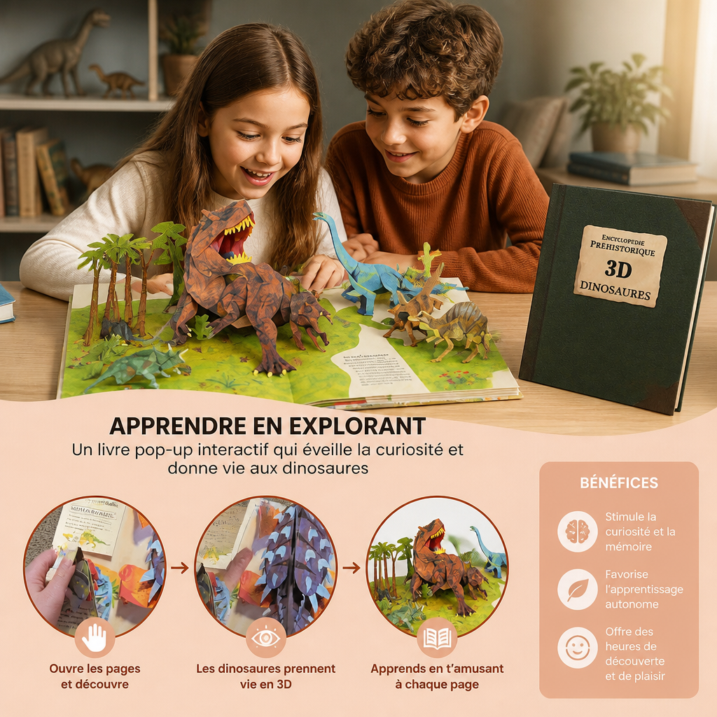 Encyclopédie Interactive des Dinosaures Pop-Up 3D