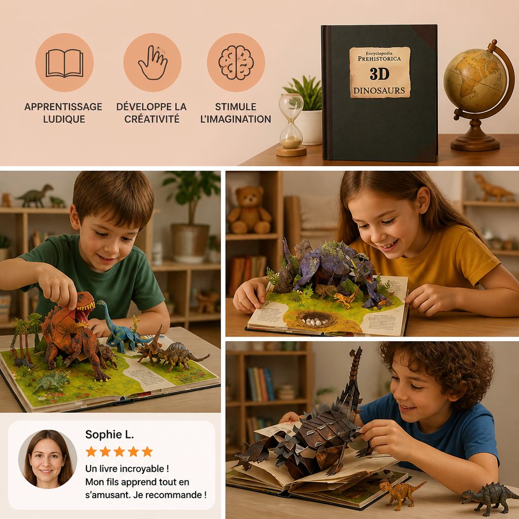 Encyclopédie Interactive des Dinosaures Pop-Up 3D