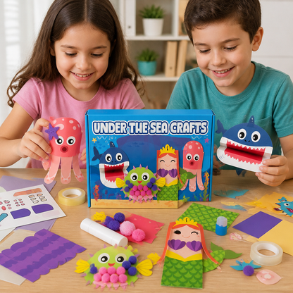 Boîte de Loisirs Créatifs en Papier pour Enfants – 20 Projets DIY Faciles pour Enfants de 3 à 10 Ans avec Bâton de Colle, Ruban et Enveloppes