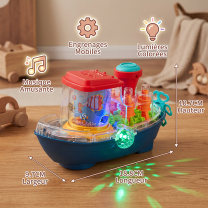 Bateau à Engrenages Lumineux – Jouet Électrique Musical pour Enfants