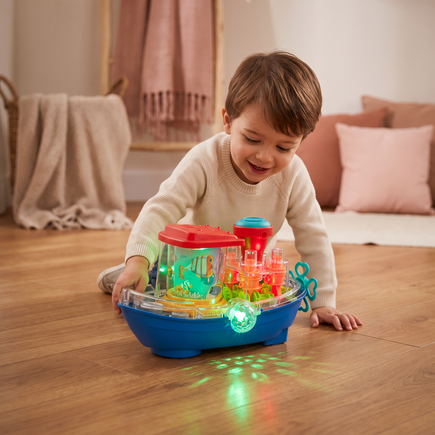 Bateau à Engrenages Lumineux – Jouet Électrique Musical pour Enfants