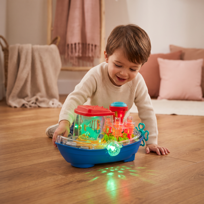 Bateau à Engrenages Lumineux – Jouet Électrique Musical pour Enfants