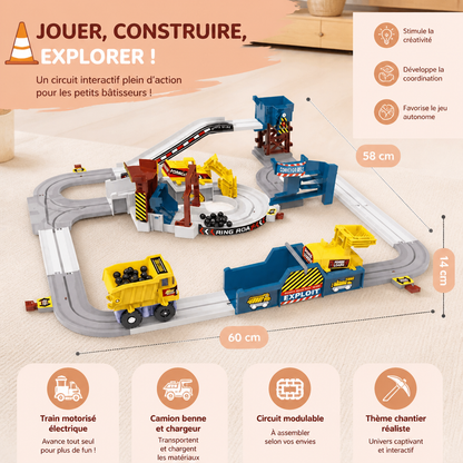 Set De Train D’Aventure Électrique Interactif De Chantier