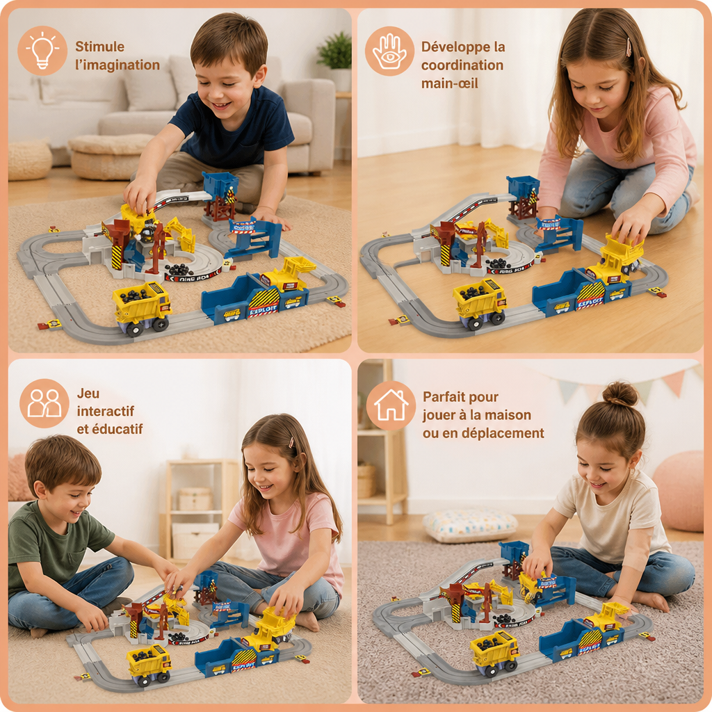 Set De Train D’Aventure Électrique Interactif De Chantier