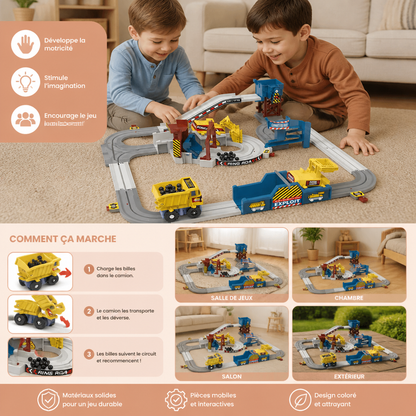 Set De Train D’Aventure Électrique Interactif De Chantier
