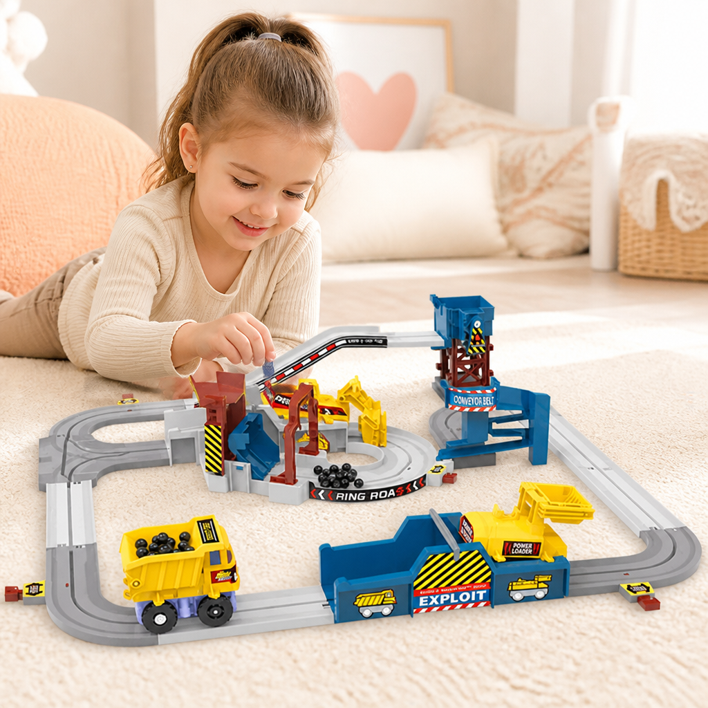 Set De Train D’Aventure Électrique Interactif De Chantier