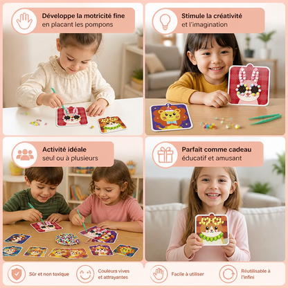 Kit De Création Et De Peinture D’Animaux En Pompons Doux