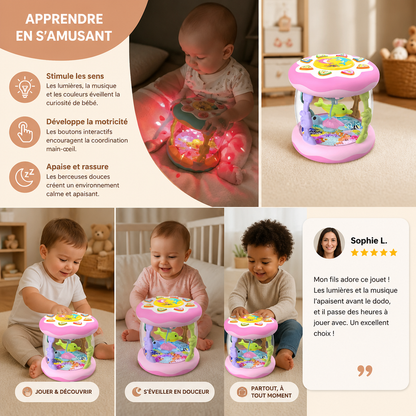 Jouet Musical Interactif avec Lumières – Jouet Sensoriel Montessori et Berceuse Apaisante