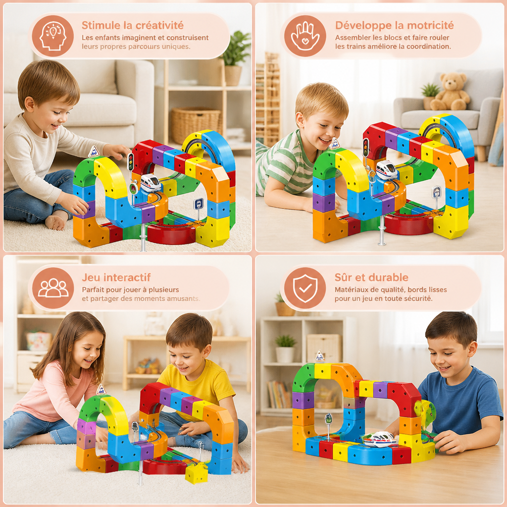 Jouet Pour Enfants Circuit Ferroviaire Magique En Cubes