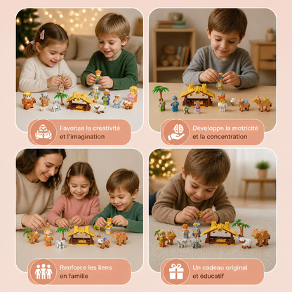 Calendrier de l’Avent avec blocs de construction de crèche de Noël pour enfants