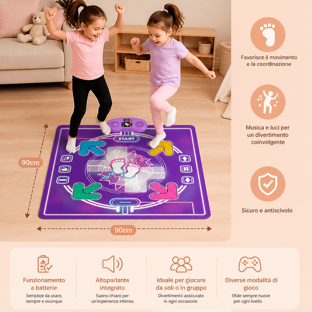 Tapis de danse musical interactif avec lumières LED pour enfants
