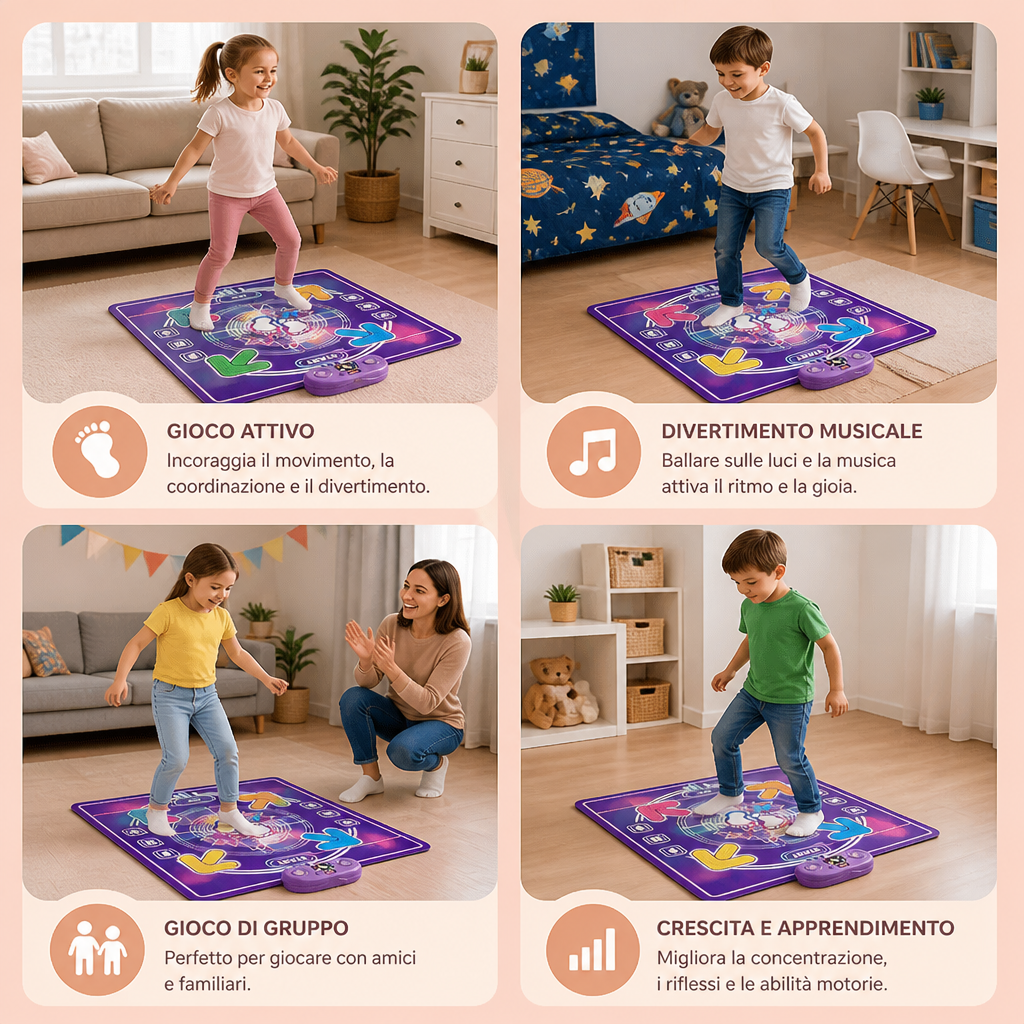 Tapis de danse musical interactif avec lumières LED pour enfants