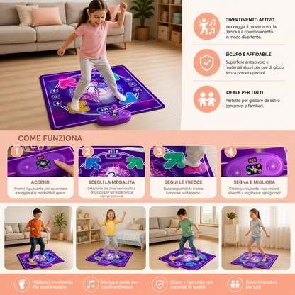 Tapis de danse musical interactif avec lumières LED pour enfants