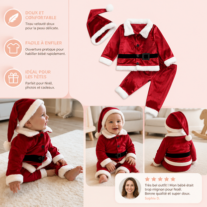 Ensemble de Costume de Père Noël pour Bébés et Tout-Petits