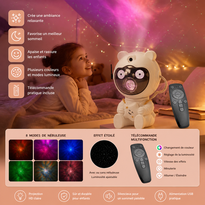Projecteur Galaxie et Étoiles Astronaute avec Nébuleuse 8 Couleurs et Télécommande