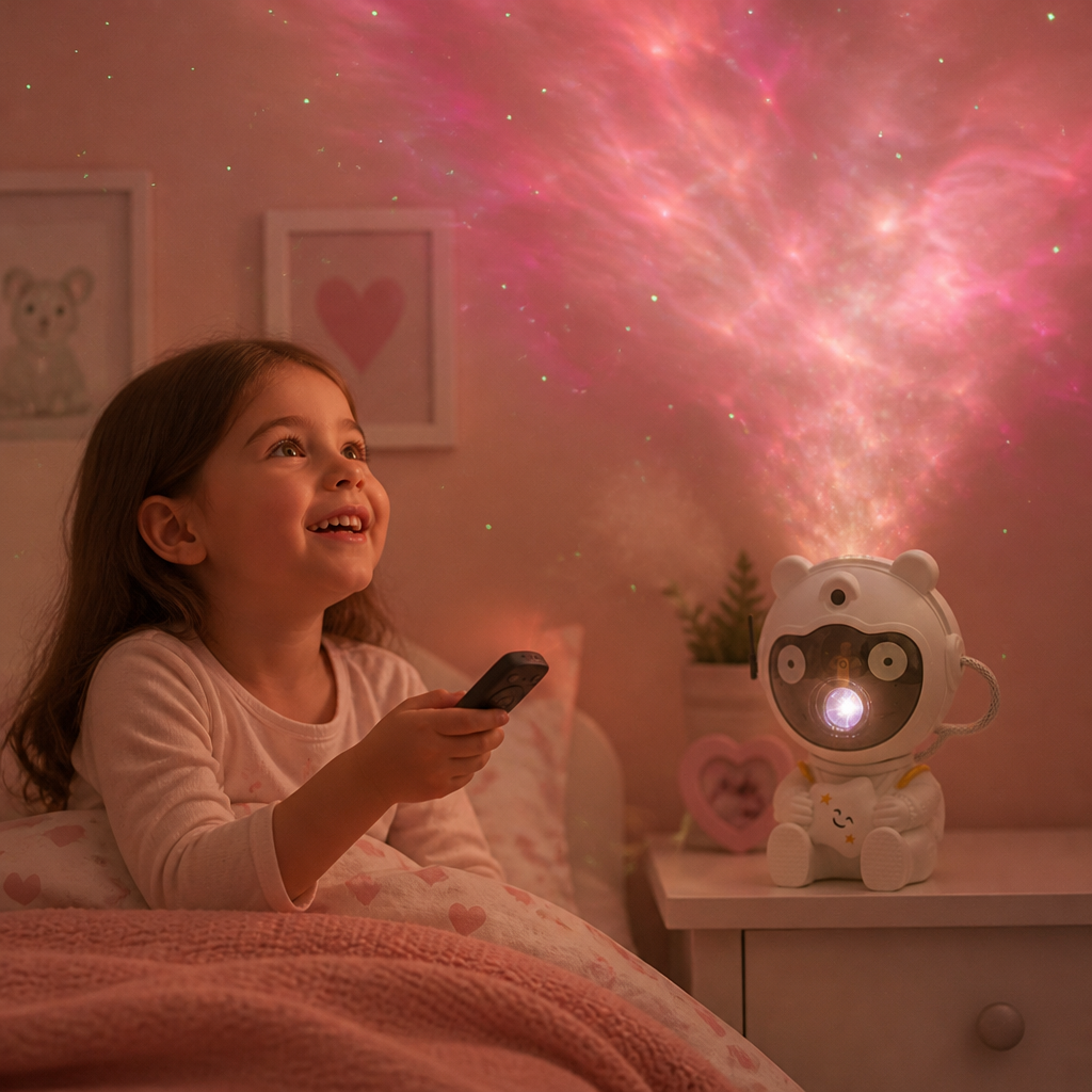 Projecteur Galaxie et Étoiles Astronaute avec Nébuleuse 8 Couleurs et Télécommande