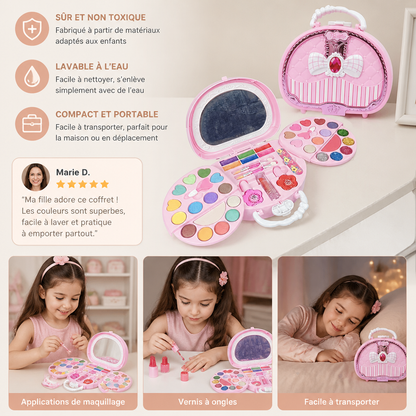 Kit de Maquillage Lavable pour Enfants avec Vernis à Ongles et Boîte de Rangement