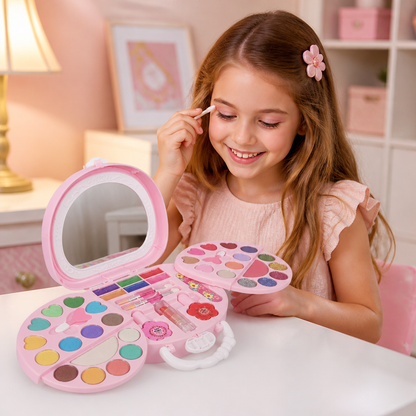 Kit de Maquillage Lavable pour Enfants avec Vernis à Ongles et Boîte de Rangement