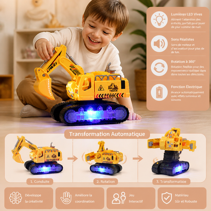 Excavatrice Robot Électrique Transformable avec Lumières et Sons
