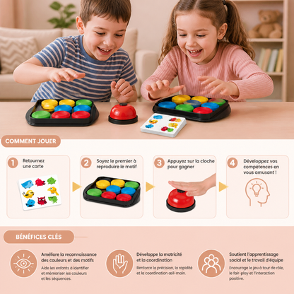 Jeu Éducatif Familial De Cloche Pour Associer Des Couleurs Et Des Motifs