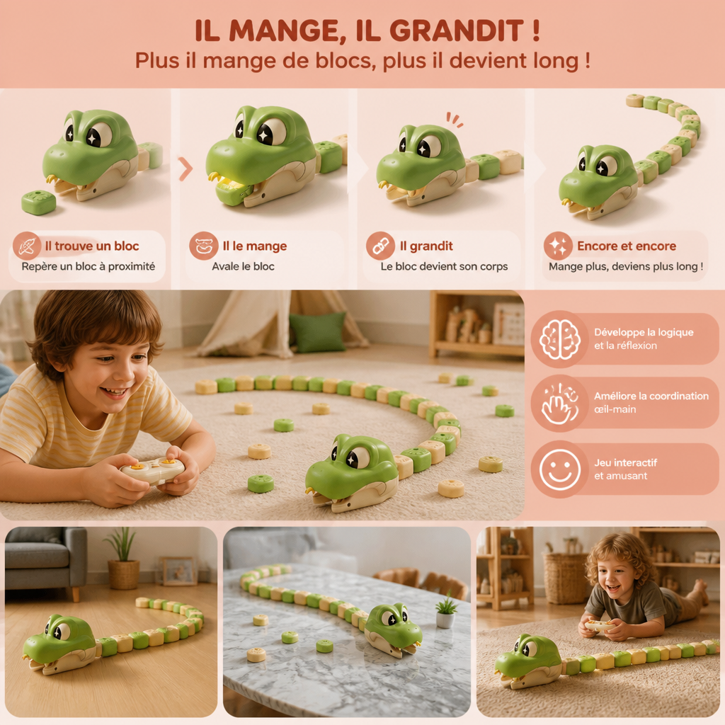 Serpent RC Interactive STEM Qui Grandit – Mange Des Blocs Et Devient Plus Long