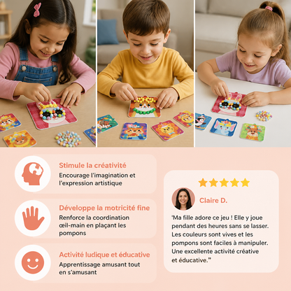 Kit De Création Et De Peinture D’Animaux En Pompons Doux