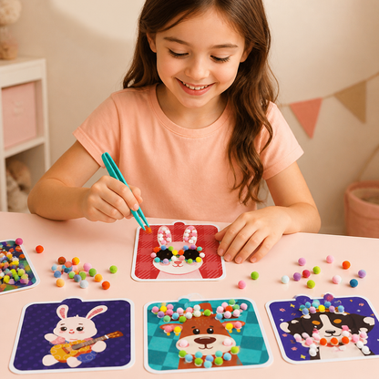 Kit De Création Et De Peinture D’Animaux En Pompons Doux