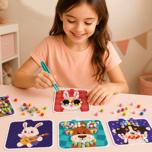 Kit De Création Et De Peinture D’Animaux En Pompons Doux