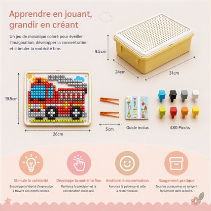 Planche de Mosaïque Montessori avec Picots Éducatifs