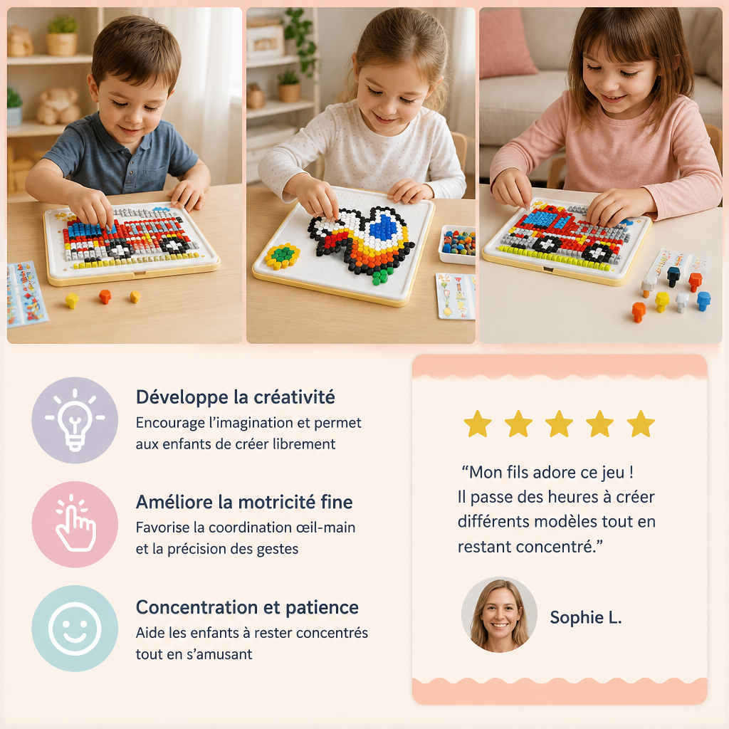 Planche de Mosaïque Montessori avec Picots Éducatifs