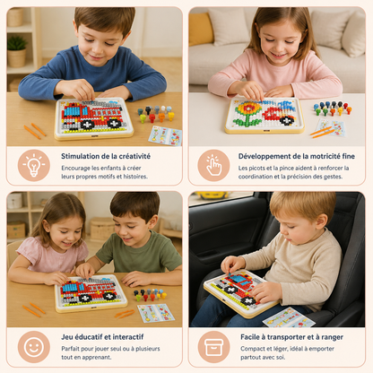 Planche de Mosaïque Montessori avec Picots Éducatifs