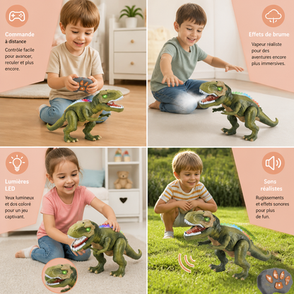 Dinosaure T-Rex Marcheur Télécommandé – Dinosaure RC avec Brume, Lumières et Sons