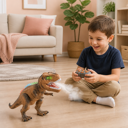 Dinosaure T-Rex Marcheur Télécommandé – Dinosaure RC avec Brume, Lumières et Sons