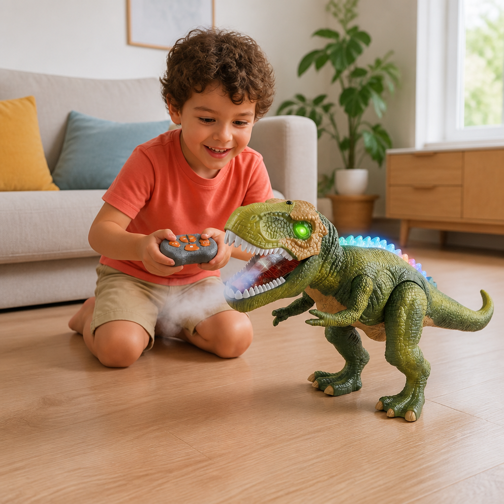 Dinosaure T-Rex Marcheur Télécommandé – Dinosaure RC avec Brume, Lumières et Sons
