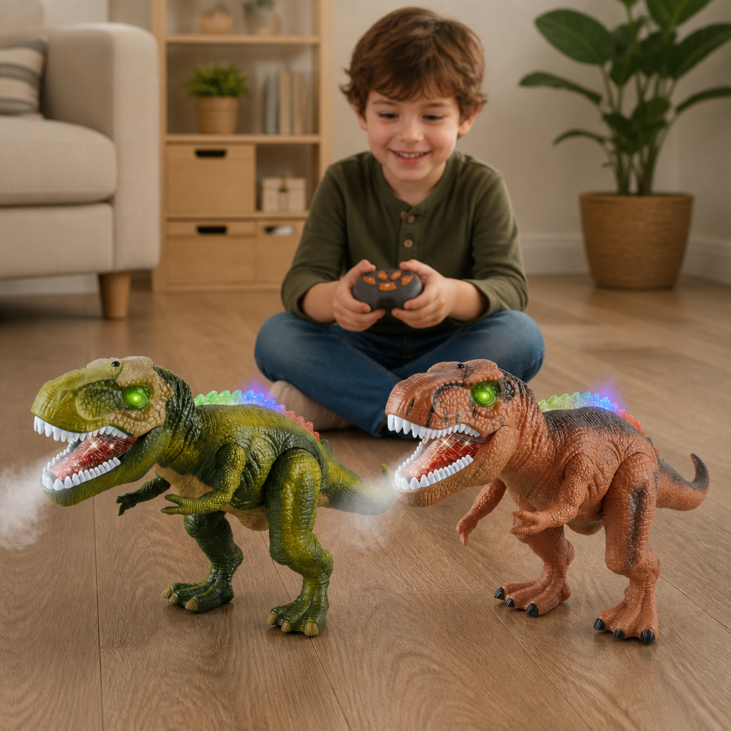 Dinosaure T-Rex Marcheur Télécommandé – Dinosaure RC avec Brume, Lumières et Sons