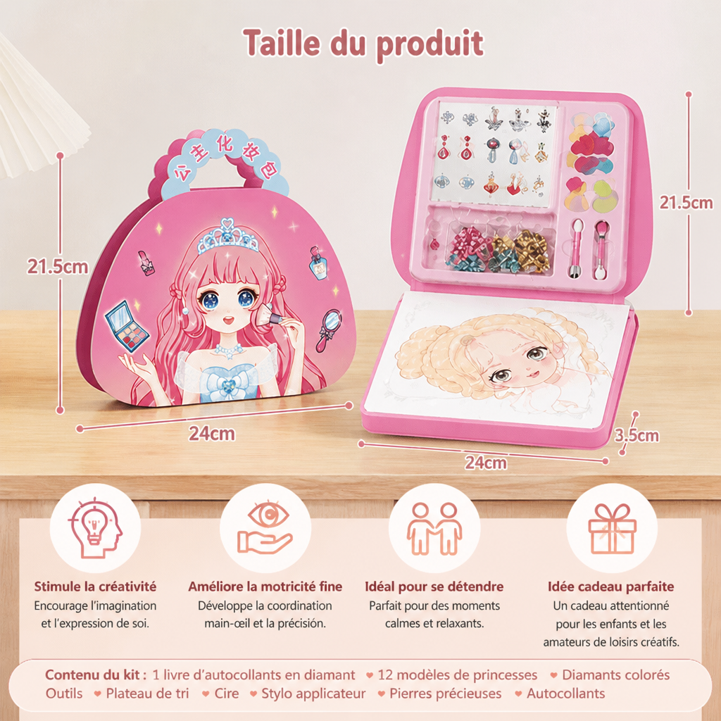 Kit créatif de peinture diamant et d’art en feuille d’aluminium sur le thème des princesses