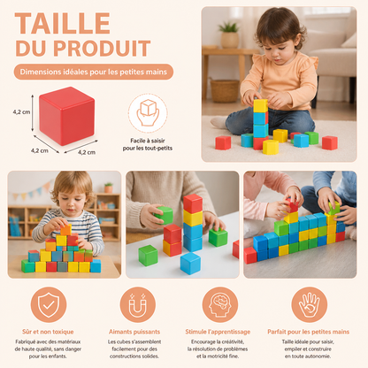 Cubes Magnétiques de Construction de 4,2 cm pour Tout-Petits – Blocs STEM Éducatifs